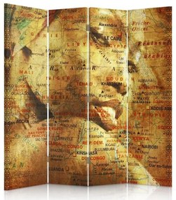 Gario Paraván Térkép noi portréval Méret: 145 x 170 cm, Kivitelezés: Forgó paraván 360°