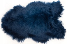 Természetes Szőnyeg Hosszú Bárány Gyapjú Természetes Bőr Kék