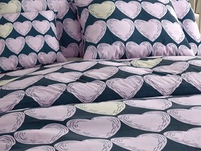 Mikroszálas ágyneműhuzat VIOLET HEARTS világos lila Ágyneműhuzat mérete: 2 db 70 x 80 cm | 160 x 200 cm