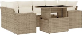 vidaXL 7 részes bézs polyrattan kerti ülőgarnitúra párnákkal