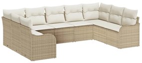 vidaXL Kerti Kanapé Szett tárolóval 9 pcs Bézs és fehér polirattan