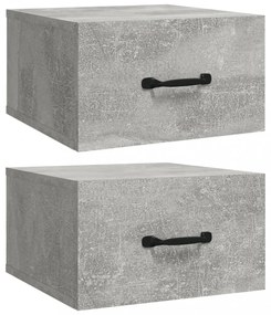 2 db betonszürke falra szerelhető éjjeliszekrény 35x35x20 cm