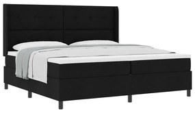 Boxspring Ágy Matrac Alkalmas Fekete 200x200 cm Szövet
