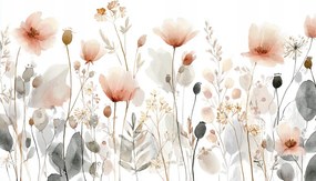 Fotótapéta Flizelina Akvarell Kert Rét Tavasz Pipacs Virágok 104x70,5 ragasztó