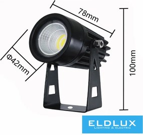 UNIVERSO Kerti spotlámpa 3.5w 360lm 6500k 60° IP65 fekete 100x78mm