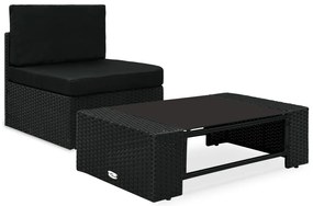 vidaXL 2 részes fekete polyrattan kerti ülőgarnitúra