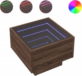 vidaXL barna tölgy színű szerelt fa kisasztal LED-del 40 x 40 x 30 cm