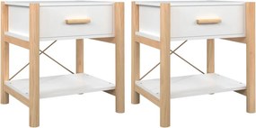 vidaXL 2 db fehér szerelt fa ágy melletti asztal 42 x 38 x 45 cm