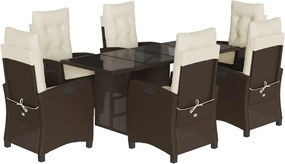 vidaXL 7 részes barna polyrattan kerti étkezőgarnitúra párnával