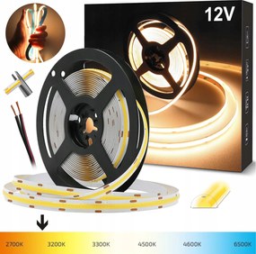 Led Szalag Cob Pro 12V Meleg Fehér 3000K Fényvonal Neon 480LED 9-11W/m