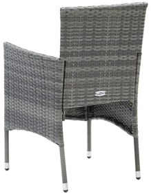 3 részes szürke polyrattan kerti étkezőgarnitúra párnákkal