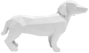 Origami álló kutya szobor, matt fehér