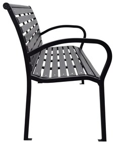 fekete acél és WPC kerti pad 116 cm