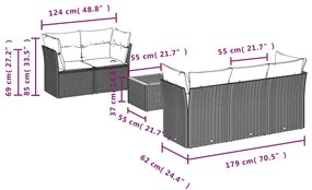 6 részes bézs polyrattan kerti ülőgarnitúra párnával