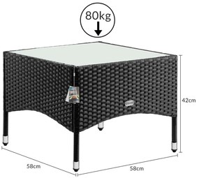 Deuba Rattan asztal 58x58x42 cm - fekete