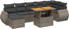 vidaXL 8 részes szürke polyrattan kerti ülőgarnitúra párnákkal
