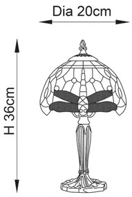 Endon 64088 - Tiffany DRAGONFLY asztali lámpa 1xE14/40W/230V, átm. 20 cm