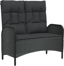 vidaXL fekete polyrattan dönthető kerti pad párnákkal 107 cm
