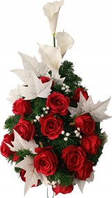 Nád Csokor Kompozíció Piros Rózsák Művirágok Sír Temető