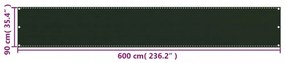 sötétzöld HDPE erkélytakaró 90 x 600 cm