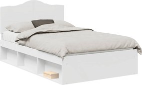 vidaXL Ágykeret fejtámlával Fehér 120 x 200 cm Tömör fenyőfa