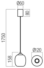 Redo 01-3486 - KHADI LED zsinóros csillár, 6W/230V, CRI90, átm. 12 cm, fekete/füstszínű