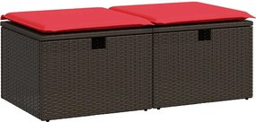 vidaXL 2 részes barna polyrattan akácfa kerti ülőgarnitúra párnákkal