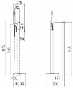 Invena Glamour, szabadon álló fürdőcsaptelep, arany fényes, INV-BW-02-W04-V
