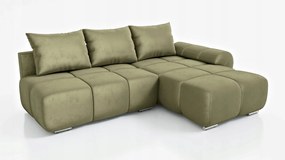 Olívazöld Összecsukható Sarokgarnitúra Nappaliba Szaruhártya 270 CM Jobbos Velúr