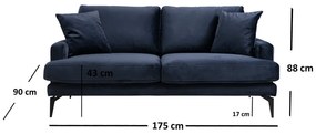 Sötétkék kanapé 175 cm Papira – Balcab Home