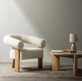 Krém design fotel KOKEI, tölgy