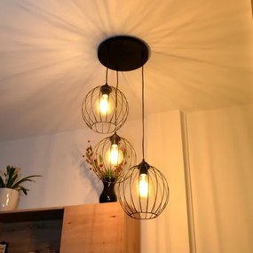 LED Csillár zsinóron MERCURE 3xE27/15W/230V ø 50 cm fekete