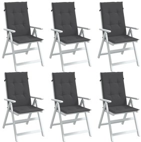 6 db antracit szövet magas háttámlájú székpárna 120x50x4 cm