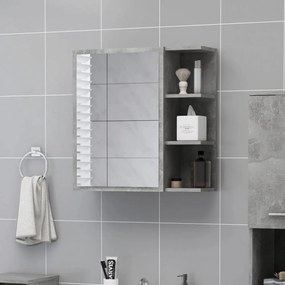 Betonszürke forgácslap tükrös fürdőszobaszekrény 62,5x20,5x64cm