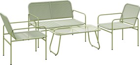 Outsunny 4 személyes kültéri rattan kertibútor szett 2 személyes kanapéval, 2 karosszékkel, edzett üveg asztallal, acél vázzal, kertibútor balkon tera