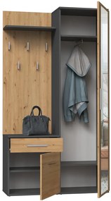 Riano Mix Duo előszobafal, 50x180x35 cm, antracit-tölgy