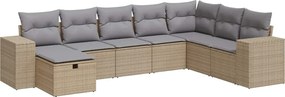 vidaXL 8 részes bézs polyrattan kerti ülőgarnitúra párnával