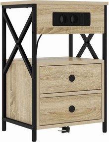 vidaXL Éjjeliszekrény fiókkal Sonoma tölgy 40 x 31 x 60 cm Faanyag