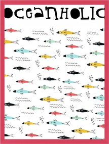 Gyerek Ifjúsági Poszter Oceanoholic Halak 24X30 cm keret amaránt