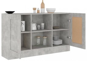 betonszürke szerelt fa tálalószekrény 120 x 30,5 x 70 cm