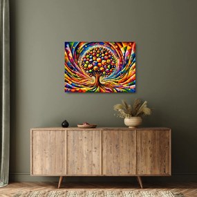 Üveg kép – Színes fa almákkal (70x50 cm)