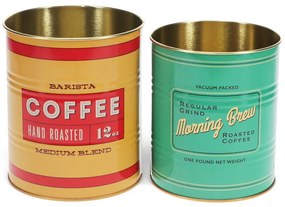 Dekoratív ón tárolódoboz szett 2 db-os ø 11x13 cm Vintage Coffee – Rex London