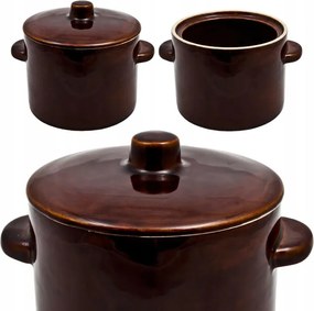 Q16 Egyenes Kő Edény Zsírhoz Fedővel Kézi Készítés