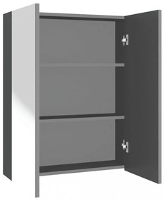 antracitszürke MDF tükrös fürdőszobaszekrény 60 x 15 x 75 cm