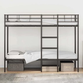 fekete acél emeletes ágy matrac nélkül 80 x 200 cm