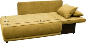 Kihúzható kanapé, mustárszínű, jobbos, LIAMI