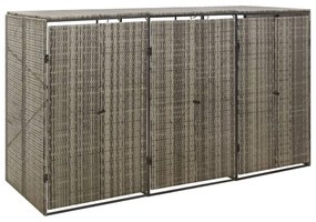 szürke polyrattan hármas kerekeskuka tárolófészer 207x80x117 cm