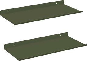 vidaXL Lebegő polc 2 pcs Olajzöld 40 x 18 x 2,5 cm Acél