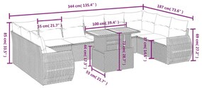 11 részes szürke polyrattan kerti ülőgarnitúra párnákkal