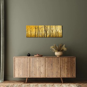 Egy erdő naplementekor képe (órával) (90x30 cm)